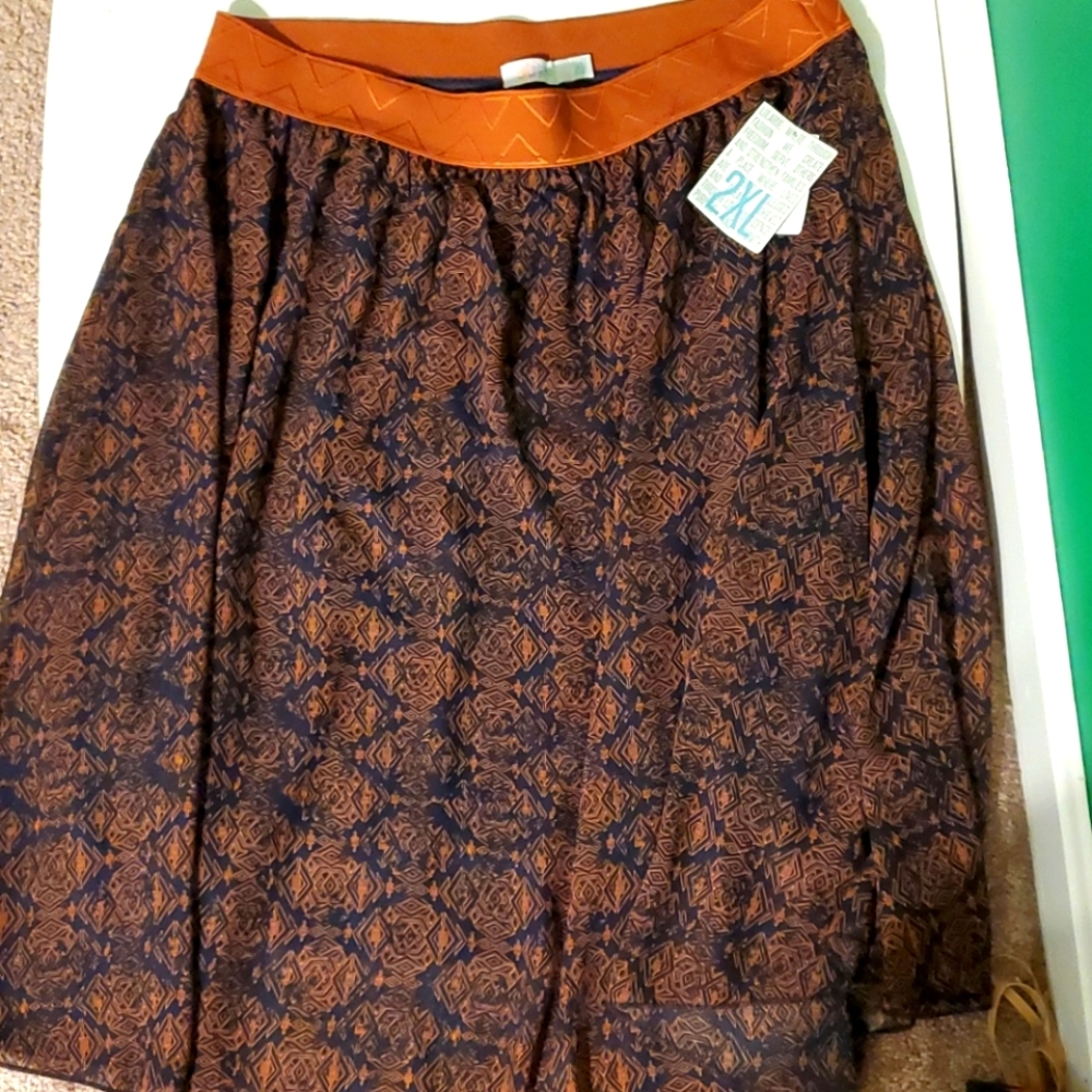 LuLaRoe Maxi Skirt with Orange and Blue Pattern